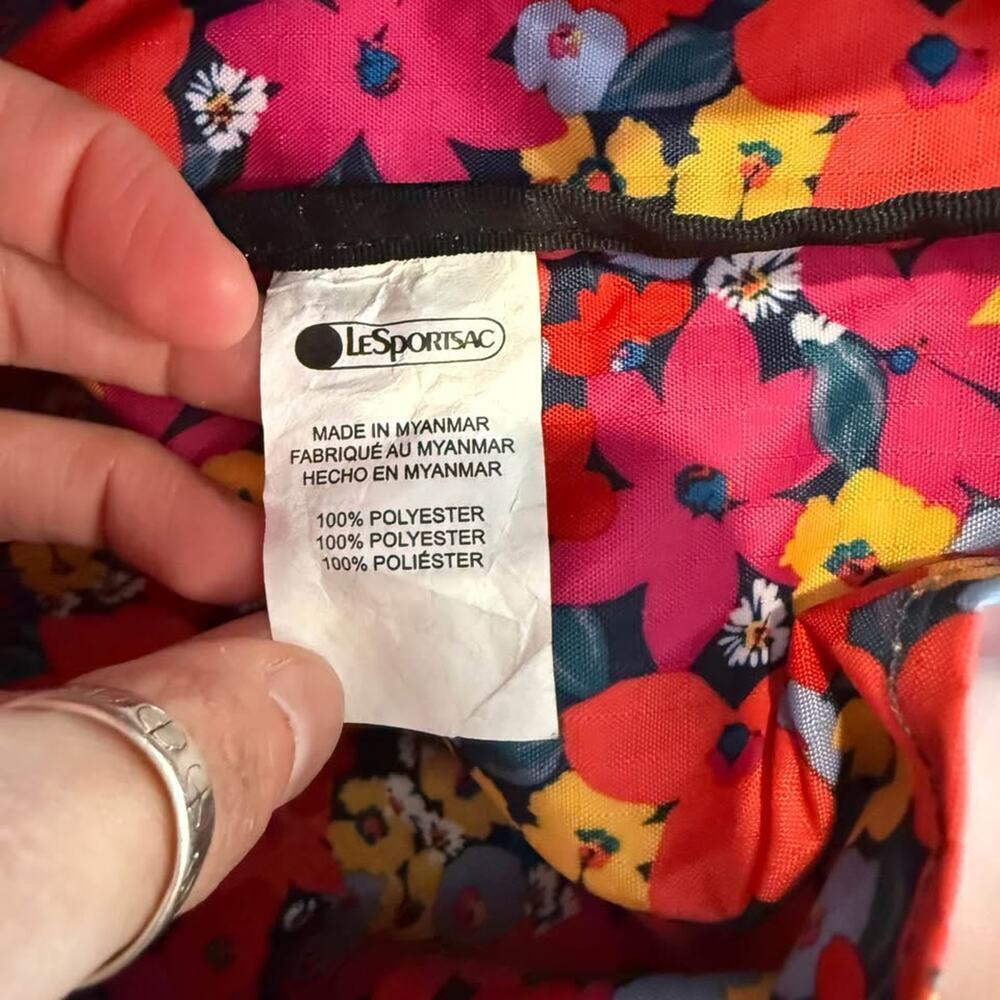 LeSportsac Womens Packable Nylon Slim ToteBag Adjustable Crossbody Bright Floral - Picture 4 of 10